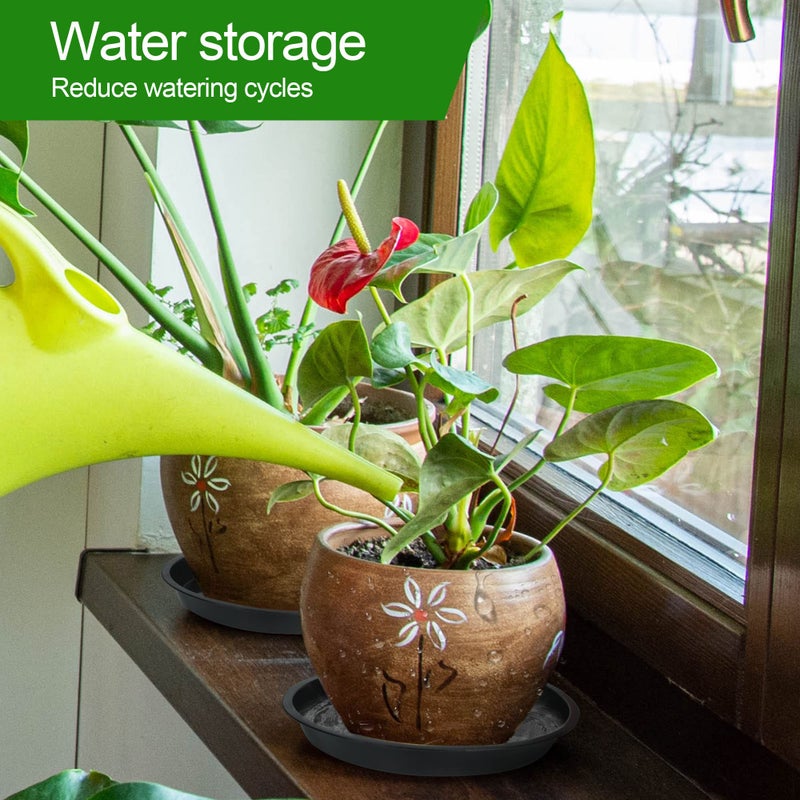 PeoMev 6 8 10 Inch Plant Saucer - Round Plant Tray Plastic Plant Drip Trays for Indoor Outdoor Garden Plants  Collects Flower Pot Drainage and Excess Water (12pcs Black A  6 8 10"") - Image 4